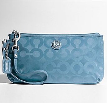 Coach Julia Signature Nylon Go Go Capacity Wristlet Bag Case Blue - Coach 45381BLU