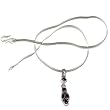 Silver Pendant with Chain Onyx Gemstone Jewelry 1.75 inches