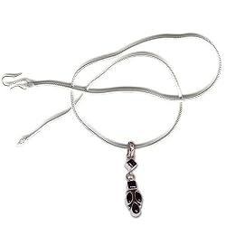 Silver Pendant with Chain Onyx Gemstone Jewelry 1.75 inches