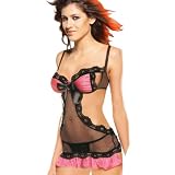 New Sexy Lingerie Babydoll Dress +G-string Mesh Bodysuit set