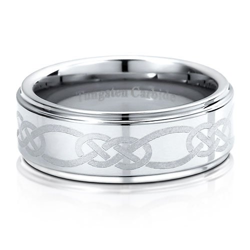 Celtic Knot StepDown Comfort Fit Tungsten Carbide Ring Band 8 mm - Men's Engagement Wedding Band Ring online