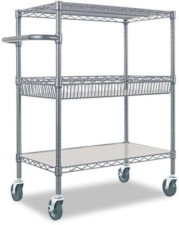 3-tier Wire Rolling Cart | 34" X 18" X 40" | Black Anthracite Restuarant Catering Laundry mail