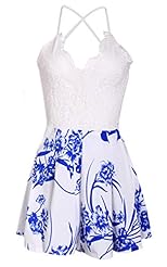 V-neck Strapless Chiffon/Polyester Above the Knee Lace Romper/Jumpsuit/Mini Dress 