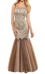 Satin/Tulle Natural   Waistline Mermaid Illusion Crystals Crystal Evening Dress/Prom Dress 