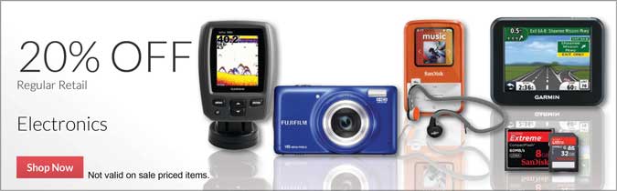 20% off Regular Retail Electronics. Shop Now. Not valid on sale priced items.