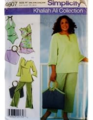 OOP Simplicity Sewing Pattern 4607. Womens Plus Szs 18W; 20W; 22W; 24W Tunic, Cropped Pants, Bag & 2-Piece Knit Swim Suit. Swimsuit. Swimming Suit