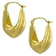 14 Karat Yellow Gold Electroform Style Twisted Hoop Earrings