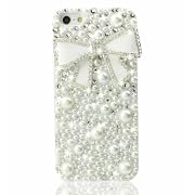 NOVA CASE ® Chic Series 3D Bling Crystal iPhone Case for iPhone 5 - Pearl Ribbon