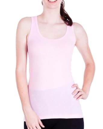 Light Pink Ladies Ribbed Tank Top at Amazon Women’s Clothing store