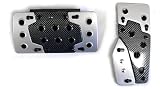 Universal Fit JDM Type R Racing Pedal Cover with Carbon Fiber Print Insert - Auto Transmission Silver