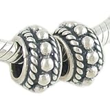 Pair of Bali Solid 925 Sterling Silver Spacer Beads fits European Charm Bracelet
