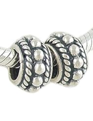 Pair of Bali Solid 925 Sterling Silver Spacer Beads fits European Charm Bracelet