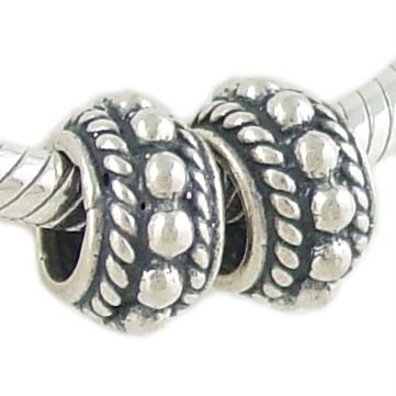 Pair of Bali Solid 925 Sterling Silver Spacer Beads fits European Charm Bracelet