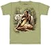 Suchen : Indianer M&auml;dchen mit Wolf - T-Shirt aus USA - handgebatikt, 100% Baumwolle