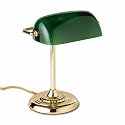 Ledu L557BL Traditional Banker's Lamp, 14 High, Cobalt Blue Glass Shade, Chrome Base