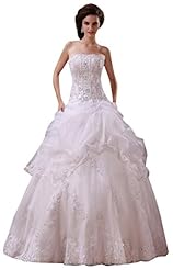 Strapless  Off the Shoulder Beaded Crystal Organza  Ball Gown Wedding Dress 
