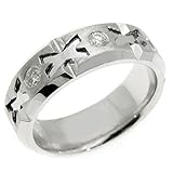 14k White Gold Mens Round Cross Pattern Diamond Ring .33 Carats