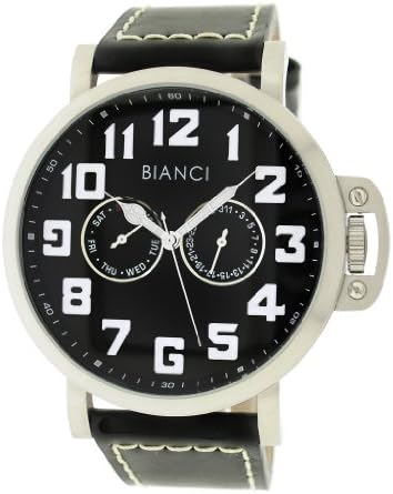 Roberto Bianci Men's Sports Day and Date Watch with Black Face and Leather Band-5443M
