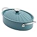Rachael Ray Cucina Nonstick Sauce Pan/Saucepan/Oval Sauteuse with Lid, 5 Quart, Agave Blue