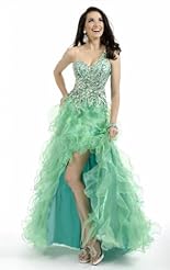Chiffon/Taffeta/Tulle Applique Crystals Crystal Beaded Lace One Shoulder Evening Dress 