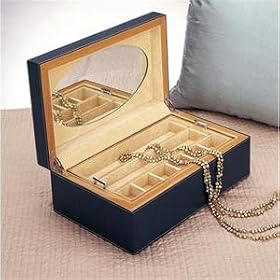 Reed & Barton Madison Blue Leather Jewelry Chest