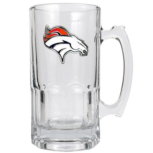 Sports NFL BRONCOS 1 Liter Macho Mug - Primary Logo/Clear Glass