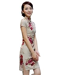 Cotton/Linen Gathered Evening Dress 