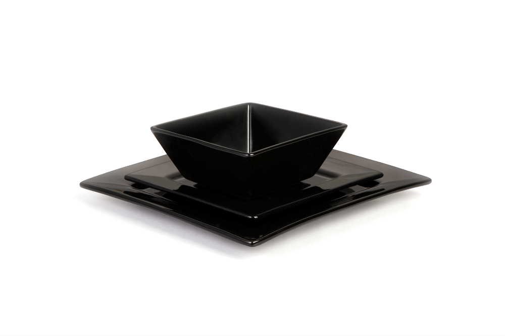 Black White Square Porcelain Dinner Sets Dinner Plates Side Plates