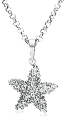 Crislu Sterling Silver Cubic Zirconia Starfish Pendant, 16