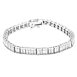 Sterling Silver .925 Hypoallergenic Baguette Cut Colorless White Cubic Zirconia Tennis Bracelet