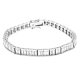 Tressa Sterling Silver .925 Hypoallergenic Baguette Cut Colorless White Cubic Zirconia Tennis Bracelet