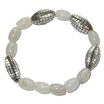 Quartz Bracelet 05 Stretch White Gemstone Barrel Silver Bead Crystal Healing 6