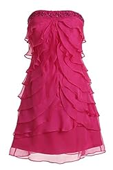 Strapless Beaded  Natural   Waistline Cocktail Short Chiffon Homecoming Dress  With Ruffles