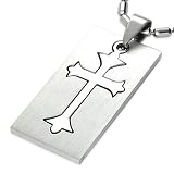 Image of Urban Male Stainless Steel Cross Cut Out Mens Dog Tag & Chain