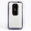 HTC EVO 3D/ホワイト/メッキ&times;カーボン風ケース　ハードカバー
