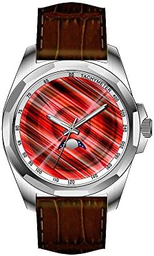 AIMS Christmas gift Mens silvery Personalized Unique Fashion Design Waterproof Wrist Watch abstract red circle designed by Tutti Wristwatches