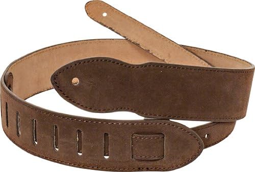 Onori USM-CL-S1-BRN 2-Inch Cowless Suede Guitar Strap with Beige Cowless Suede Backing - Brown