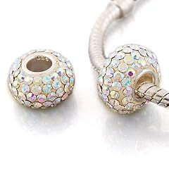 Andante-Stones Original Massiv 925 Sterling Silber Kristall Bead "Beige Sensation" Element Kugel f�r European Beads + Organzas�ckchen
