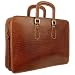 Chiarugi Brown Genuine Leather Double Gusset Zippered Briefcase