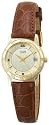Citizen Women's Gold-Tone Brown Leather Strap Watch #EU0512-07P