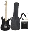 Full Size Black Electric Guitar with Amp, Case and Accessories Pack Beginner Starter Package