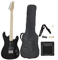 Full Size Black Electric Guitar with Amp, Case and Accessories Pack Beginner Starter Package