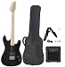 Full Size Black Electric Guitar with Amp, Case and Accessories Pack Beginner Starter Package