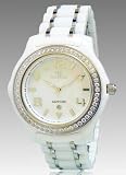 Oniss ON806-L White Women's White Ceramic MOP Dial Crystal Watch