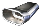 Produkt-Bild: Edelstahl Endrohr zum Anschweissen, Ausf&uuml;hrung: 135x75mm Oval + geb&ouml;rdelt, mit Absorber, L&auml;nge 330mm