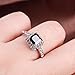 Woman Lady Retro Style Square Black Zircon Full Crystal Ring Jewelry Size 9