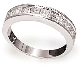 14k White Gold Princess Cut Diamond Channel Set Band (1 cttw, H Color, I1 Clarity), Size 7