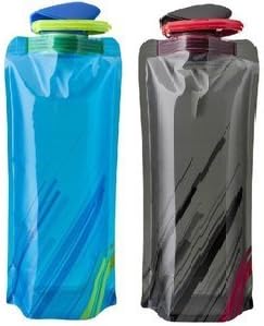 DY Reier Compact Collapsible Folding Leak Proof Water Bottle - For Travel Sports Exercise Etc. (Blue Black-2 Pack)