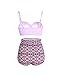 High Waist Floral Purple Bikini Strappy Push Up Underwire Bathing Suit PPTFB3