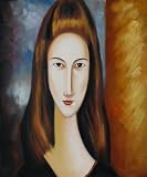 Art Reproduction Oil Painting - Modigliani Paintings: Portrait of Jeanne Hebuterne - Classic 20 X 24 - Hand Painted Canvas Art